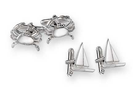 custom crab and sailboat cuff links